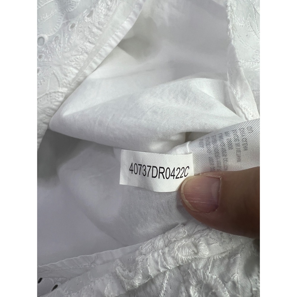 Preston & York Womens White Eyelet Shift Dress Long Sleeve Cotton 10 - Picture 8 of 12